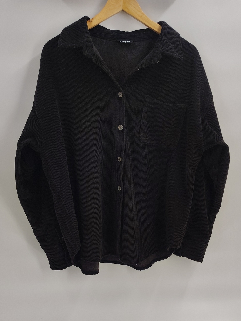 Blu Pepper Button Down Large Top Or Jacket Black Corduroy Read Measurements